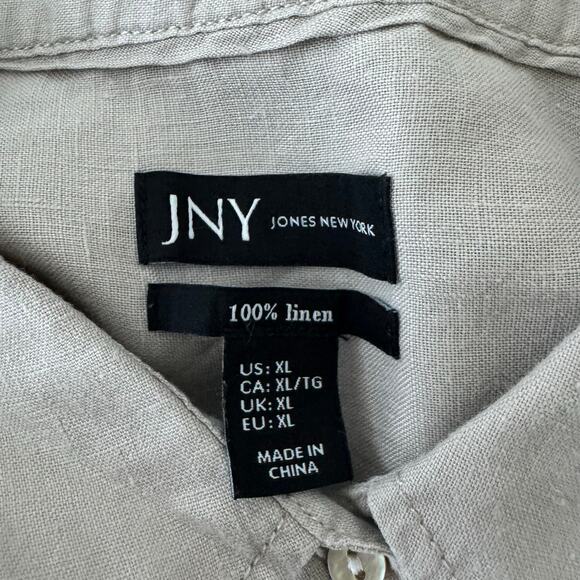 Jones New York 100% Linen Sleeveless Button Down Shirt Khaki XL - Picture 5 of 5